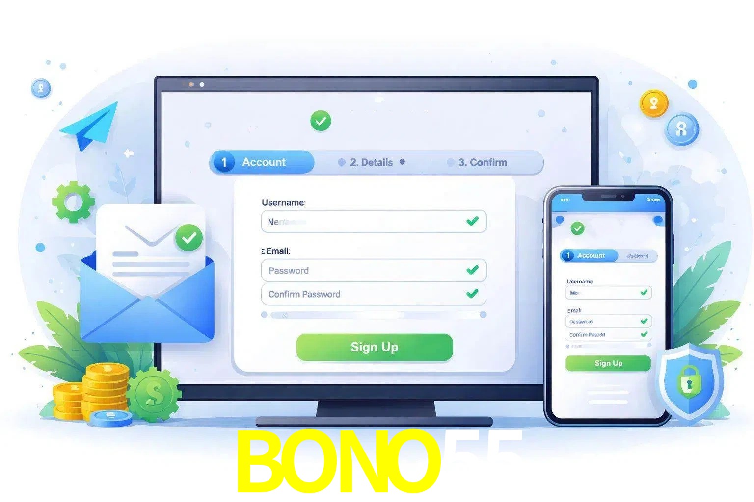 Registro de nuevo usuario y configuración de cuenta BONO55
