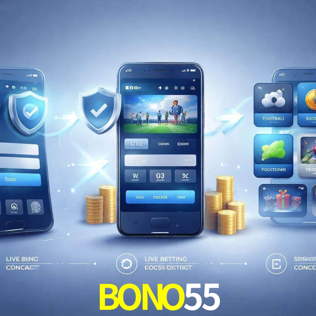 Pasos de acceso a la app BONO55 en pantalla de teléfono móvil